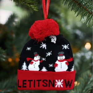 Cappello per bambini con pon pon serie Natale modello pupazzi di neve