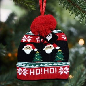 Cappello per bambini con pon pon serie Natale modello Babbo Natale 2.0