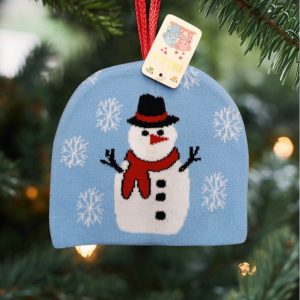 Cappello a cuffia per bambini serie Natale modello pupazzo di neve