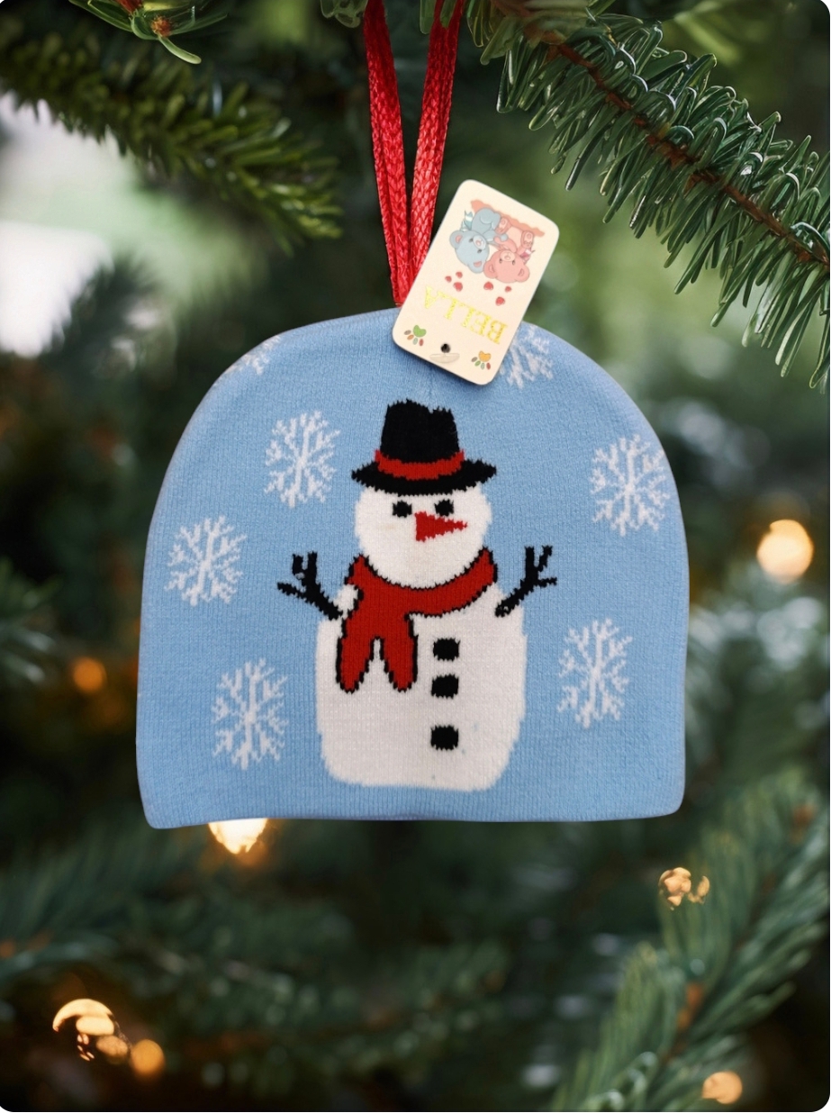 Cappello a cuffia per bambini serie Natale modello pupazzo di neve