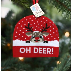 Cappello a cuffia per bambini serie Natale modello baby renna Rudolf