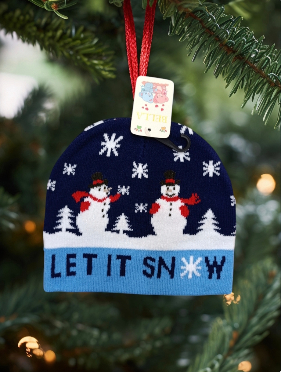 Cappello a cuffia per bambini serie Natale modello pupazzi di neve
