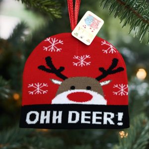 Cappello a cuffia per bambini serie Natale modello renna Rudolf