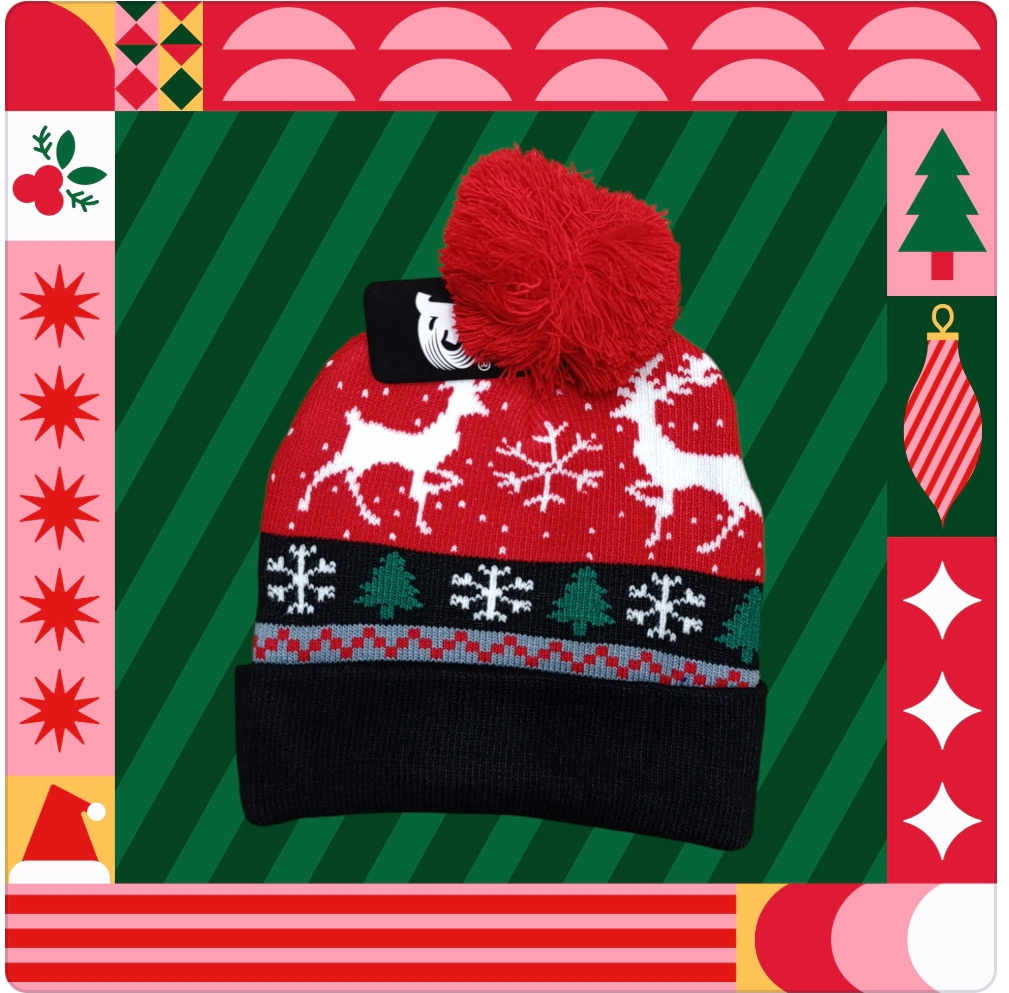 Cappello per bambini con pon pon serie Natale modello renne dì Babbo Natale - immagine 4