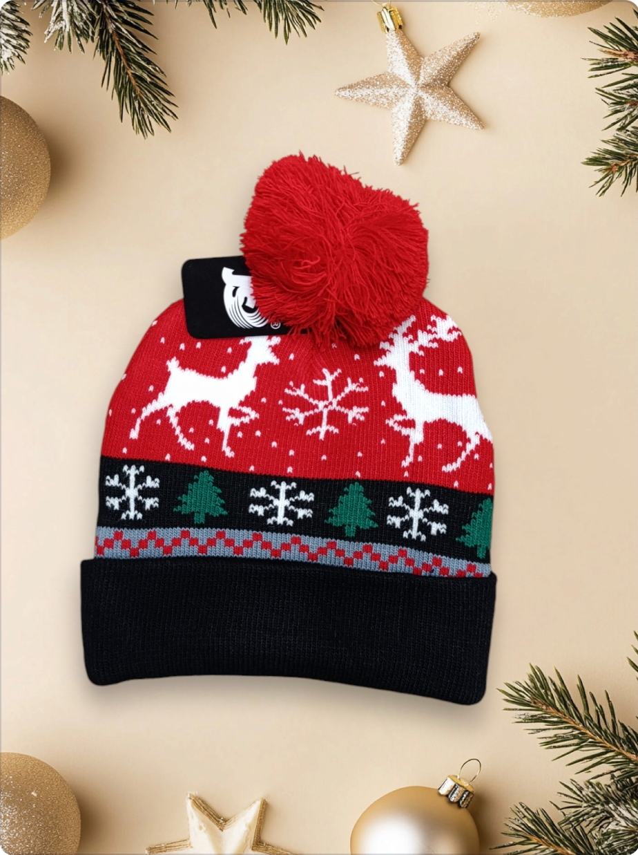 Cappello per bambini con pon pon serie Natale modello renne dì Babbo Natale - immagine 9