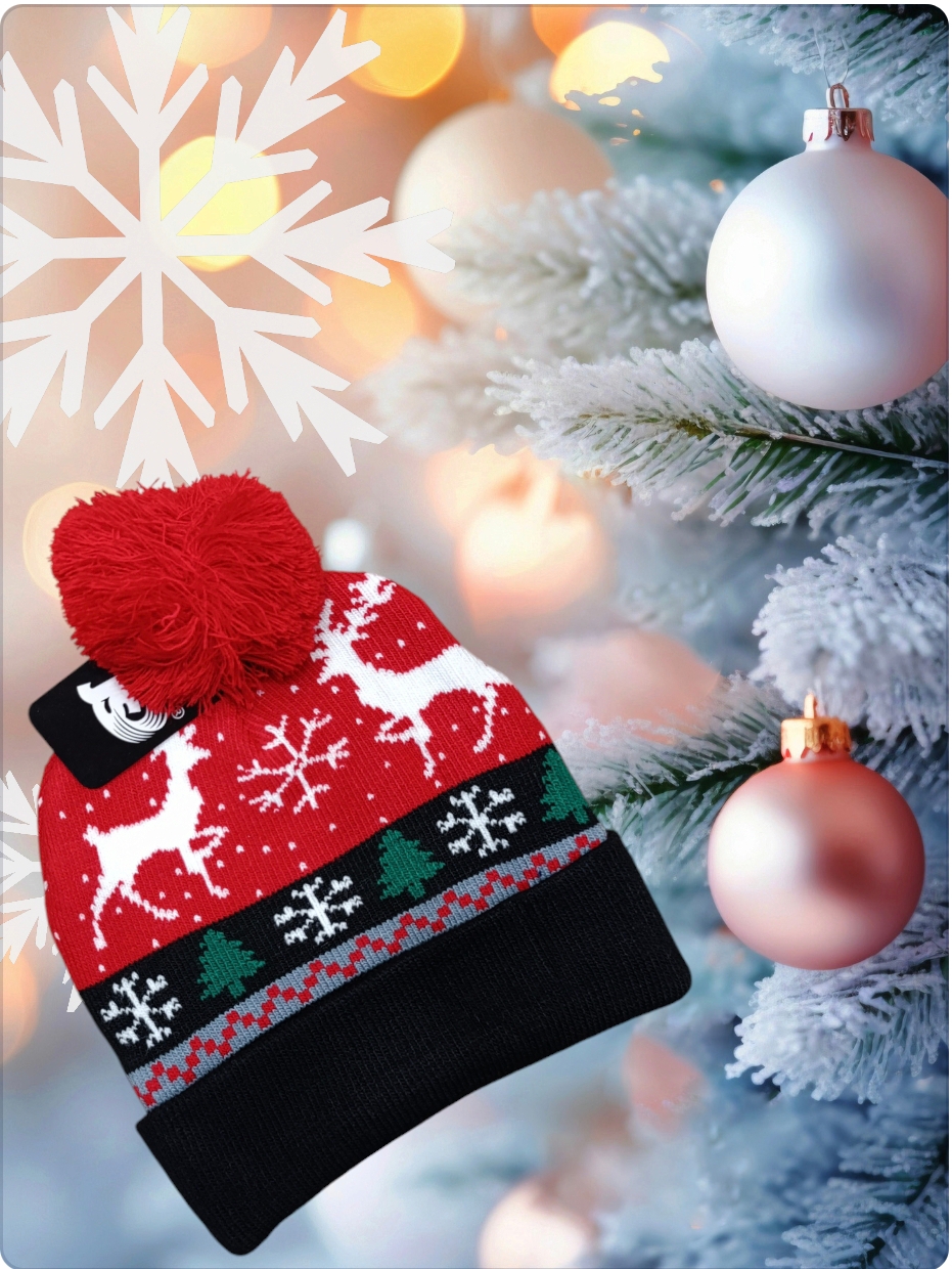 Cappello per bambini con pon pon serie Natale modello renne dì Babbo Natale - immagine 7