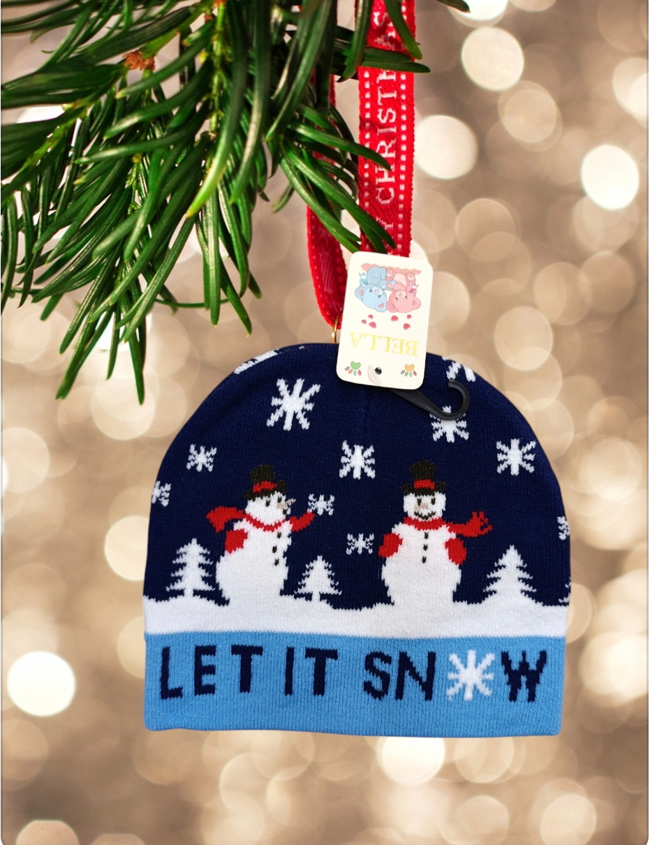 Cappello a cuffia per bambini serie Natale modello pupazzi di neve - immagine 3