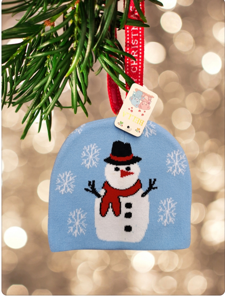 Cappello a cuffia per bambini serie Natale modello pupazzo di neve - immagine 4