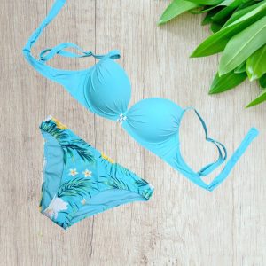 Bikini con coppe push up in colore celeste taglia 40/S