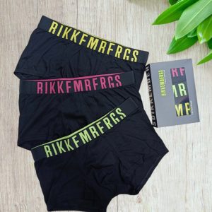 Boxer uomo Bikkembergs in colore nero con elastico fluo in cotone Stretch in confezione da tre pezzi