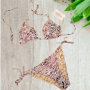 Bikini a triangolo in fantasia animalier double face  taglia 42/M