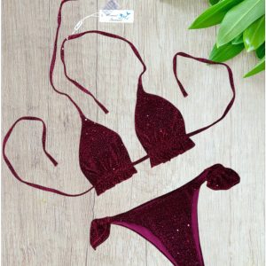 Bikini a triangolo in tessuto lurex in colore magenta lurex taglia 40/S