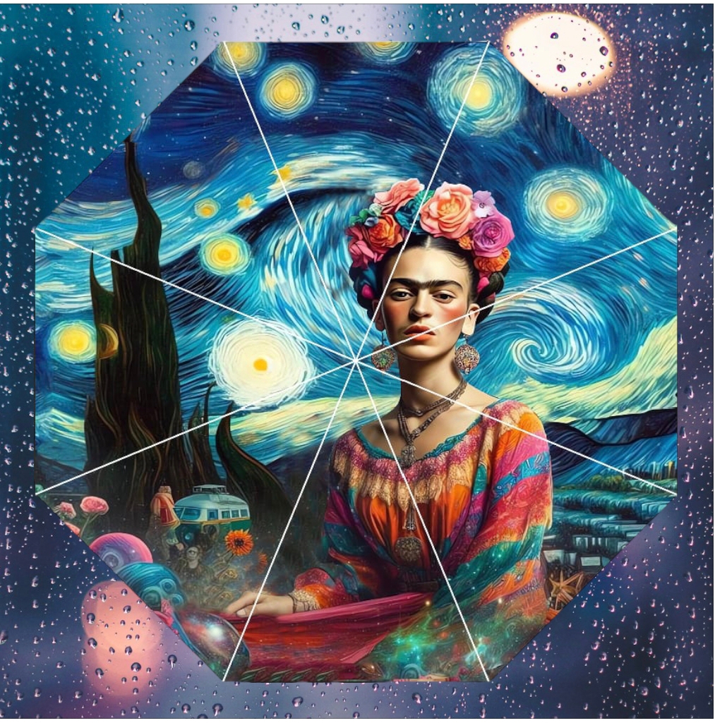 Ombrello d’ autore Frida Kahlo modello notte stellata