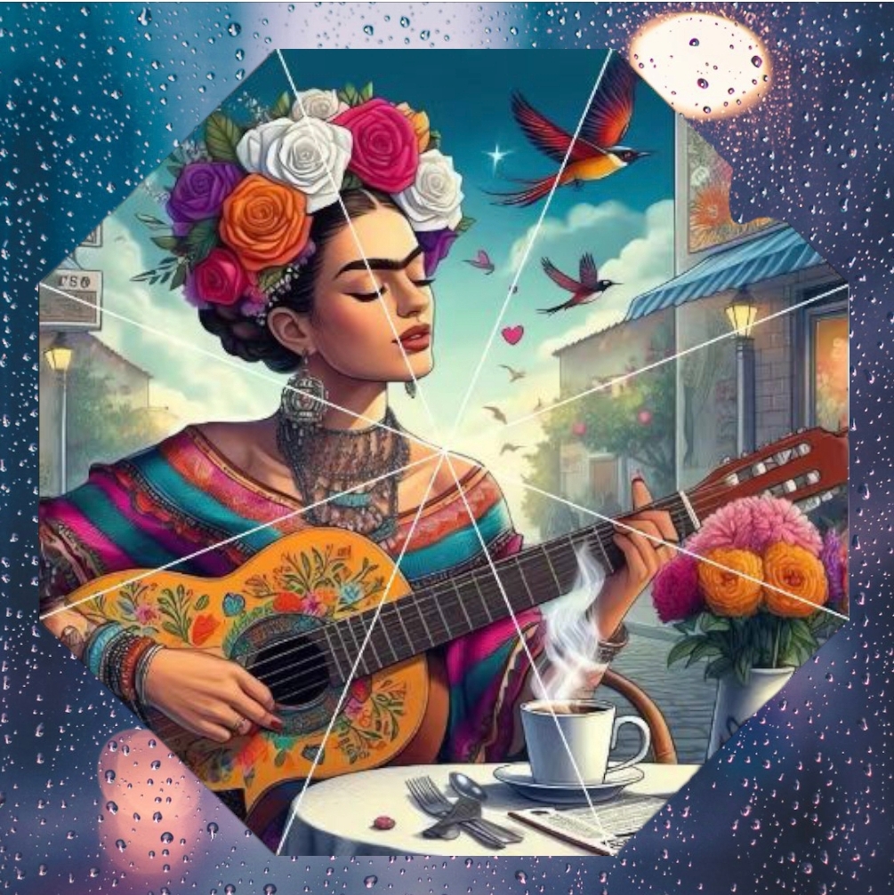 Ombrello d’ autore Frida Kahlo modello chitarra