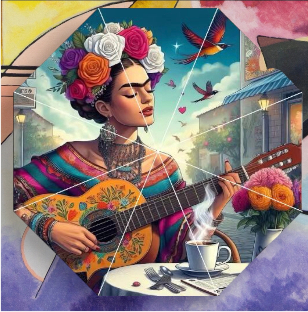 Ombrello d’ autore Frida Kahlo modello chitarra - immagine 4