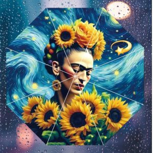 Ombrello d’ autore Frida Kahlo modello girasoli