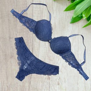 Completino intimo marca Lormar con reggiseno push up in colore Blu solo taglia 4