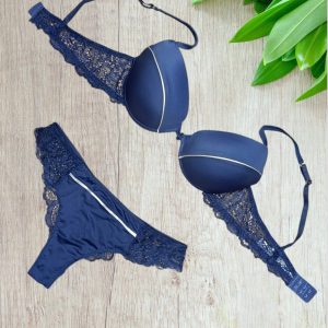 Completino intimo marca Lormar con reggiseno push up in colore blu solo taglia 4