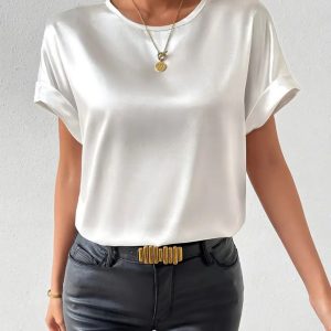 Maglia/Sottogiacca a mezza manica in morbido raso colore bianco