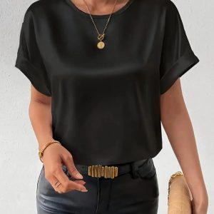 Maglia/Sottogiacca a mezza manica in morbido raso colore nero