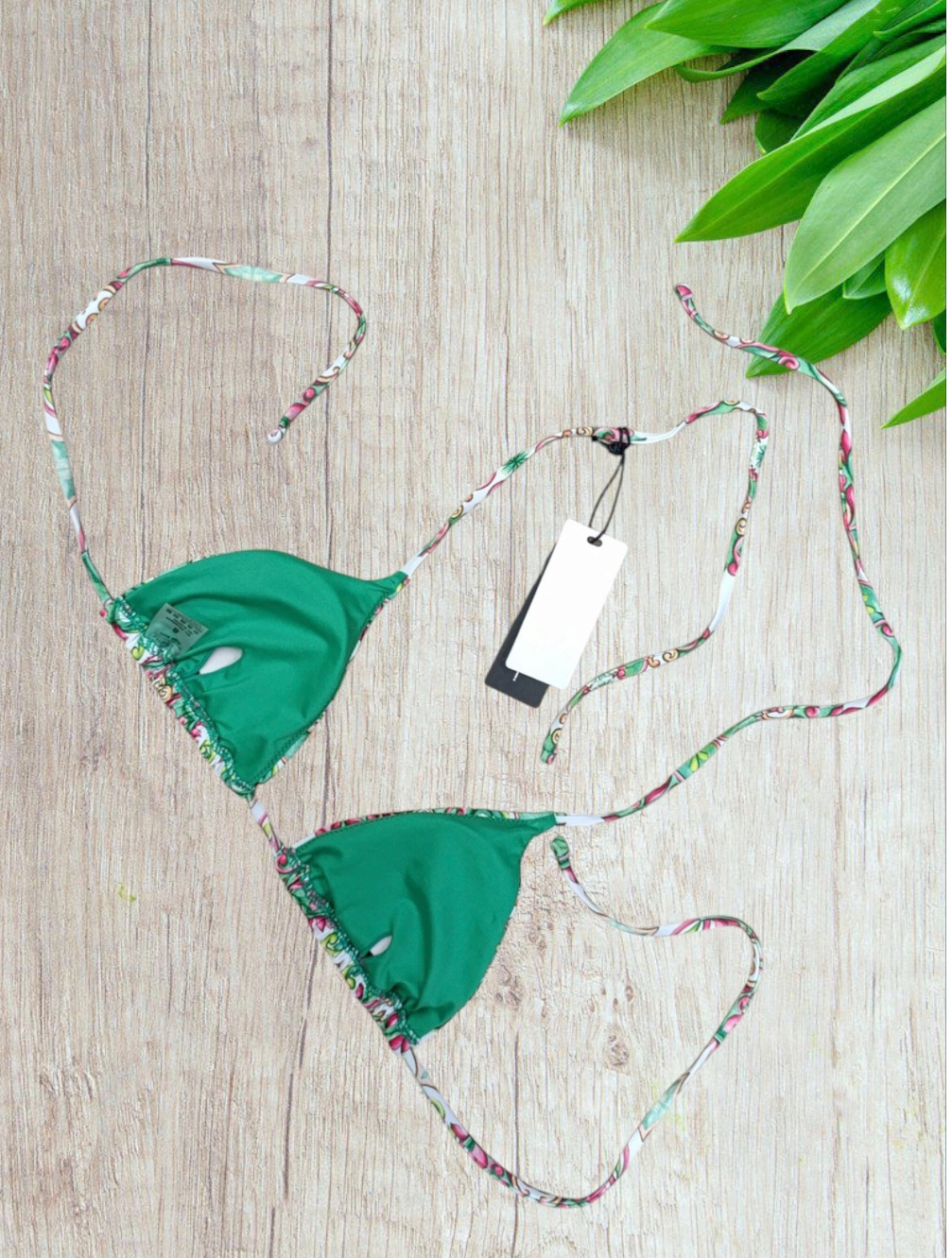 Bikini a triangolo in fantasia delle bellissime maioliche vietresi in verde taglia 40/S - immagine 5