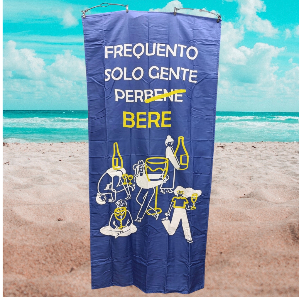 Telo mare in morbida microfibra “Frequento solo gente per(bene) ….. bere”