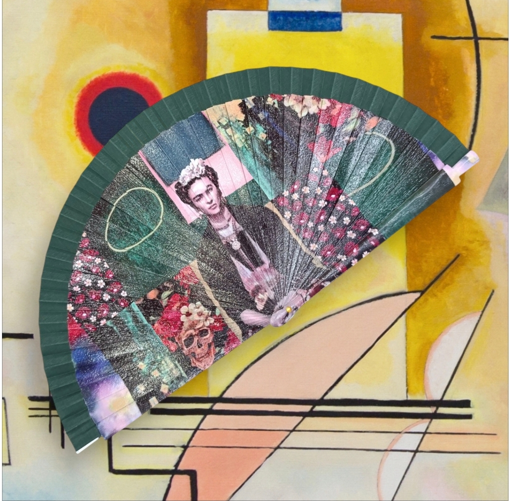 Ventaglio d’ autore raffigurante il quadro “Autoritratto ” di Frida Khalo - immagine 2