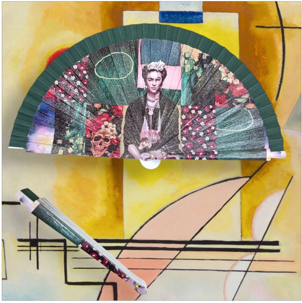 Ventaglio d’ autore raffigurante il quadro “Autoritratto ” di Frida Khalo - immagine 4