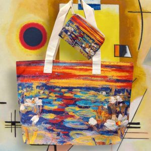 Borsa mare serie “quadri d’autore” modello “I fiori nell’ acqua” di Claude Monet
