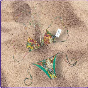 Bikini a triangolo modello tribale colore verde taglia 42/M