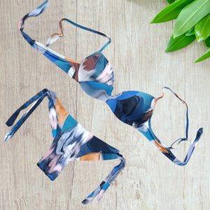 Bikini push up serie Picasso modello acquarello blu taglia 44/L