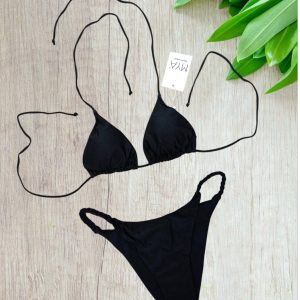 Bikini a triangolo modello treccia colore nero taglia 42/M