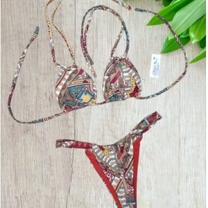 Bikini a triangolo trapezio in fantasia Apache taglia 46/XL