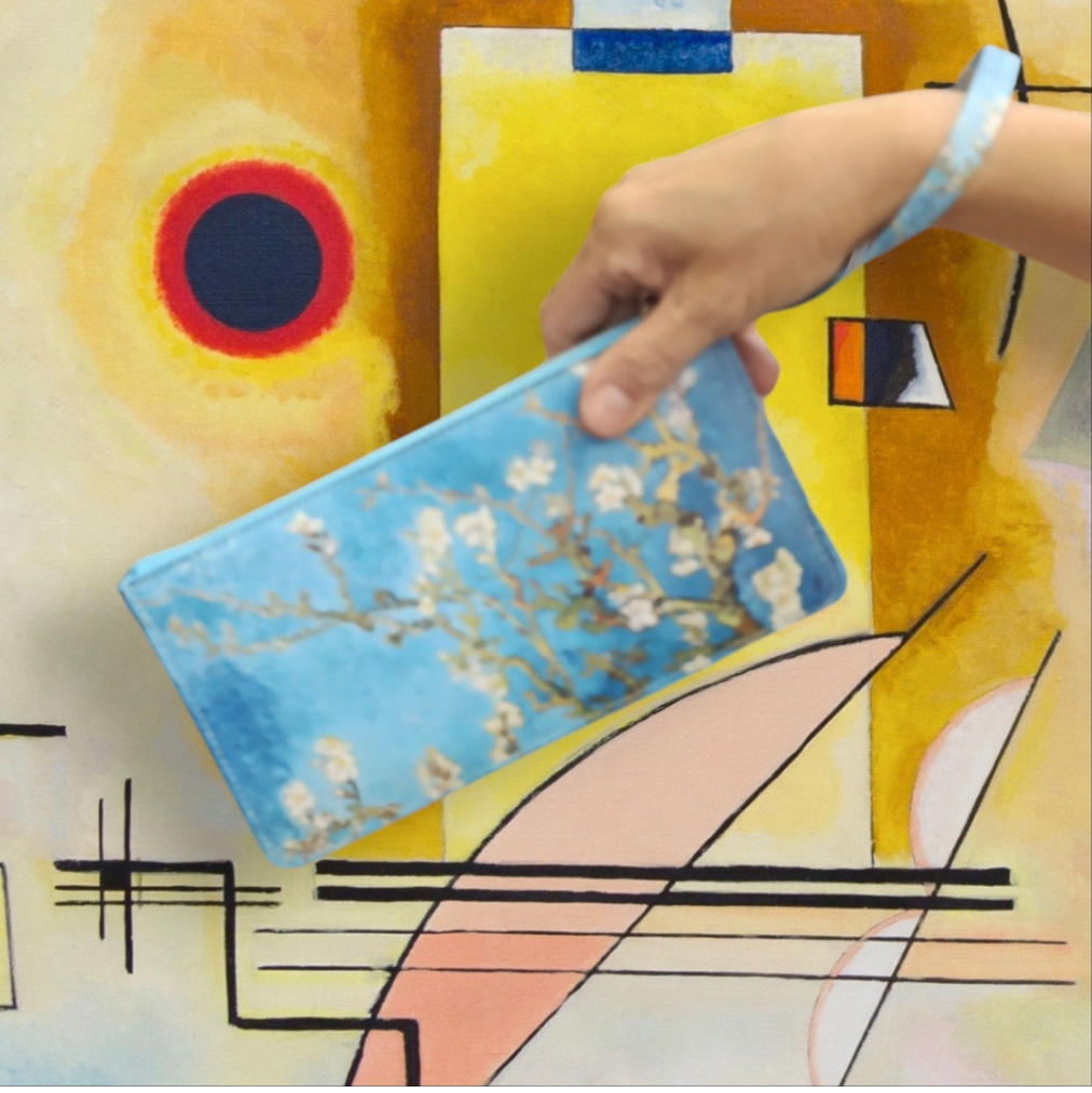 Portafoglio slim ultrasottile serie “quadri d’autore” modello “Mandorlo fiorito” di Vincent Van Gogh - immagine 2