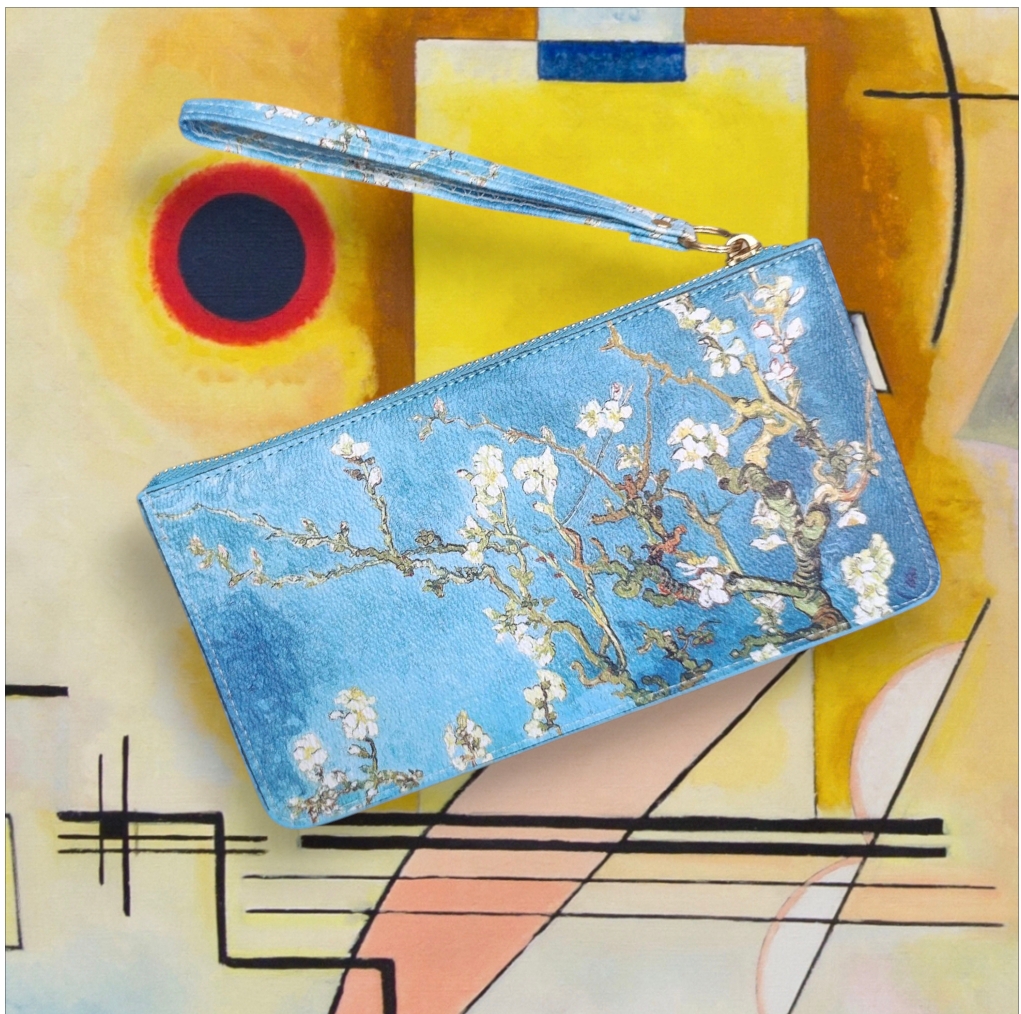 Portafoglio slim ultrasottile serie “quadri d’autore” modello “Mandorlo fiorito” di Vincent Van Gogh - immagine 3