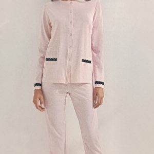 Pigiama donna marca Granchio in 100% cotone tutto aperto avanti