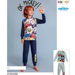 – Pigiama Lungo Bambino marca Disney modello Mickey Mouse – 100% Cotone in cotone di jersey