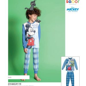 – Pigiama Lungo Bambino marca Disney modello Mickey Mouse – 100% Cotone in cotone di jersey