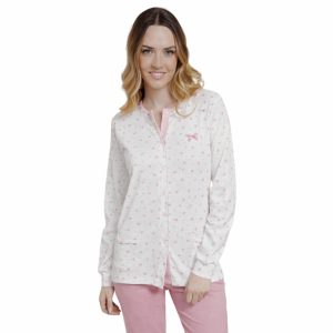 Pigiama Donna marca Irge in caldo cotone– Serie Chic Premium tutto aperto avanti in fantasia floreale