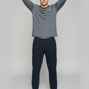 Pigiama uomo marca Emporio Armani in Cotone Stretch – Grigio/Blu – solo taglia S