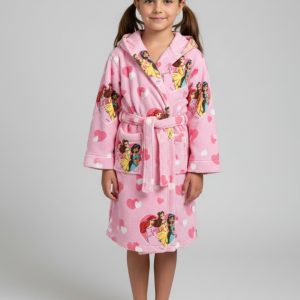 Accappatoio Bambina marca Disney modello Principesse in Morbida Spugna di Cotone – Rosa
