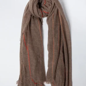 Sciarpa Mirror in the Sky in Cachemire marrone e arancio