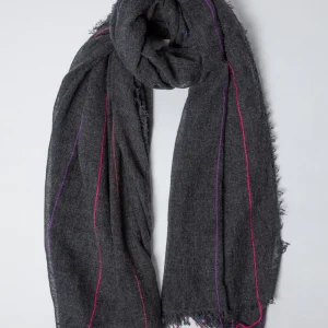 Sciarpa Mirror in the Sky in Cachemire grigio viola e fuxia