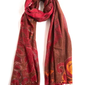 souffle cashmere shaw bordeaux souffle print semi felted shaw