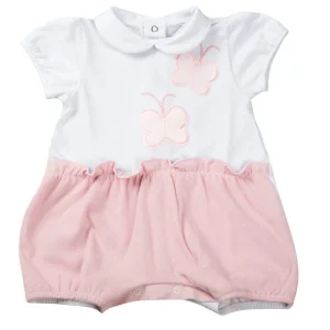 Pagliaccetto con ricamo farfalle e inserto in tulle