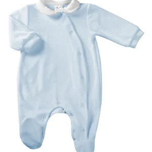 Tutina in ciniglia con apertura anteriore e ricamo lato cuore