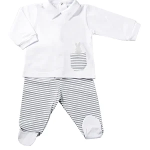 Completo 2 pezzi con taschino e stampa coniglietto.