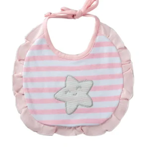 Bavetta in cotone rigato e rouches con stellina ricamata