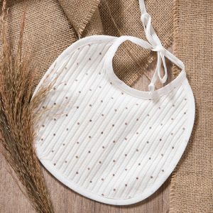 Bavetta a pois in cotone in costina organica