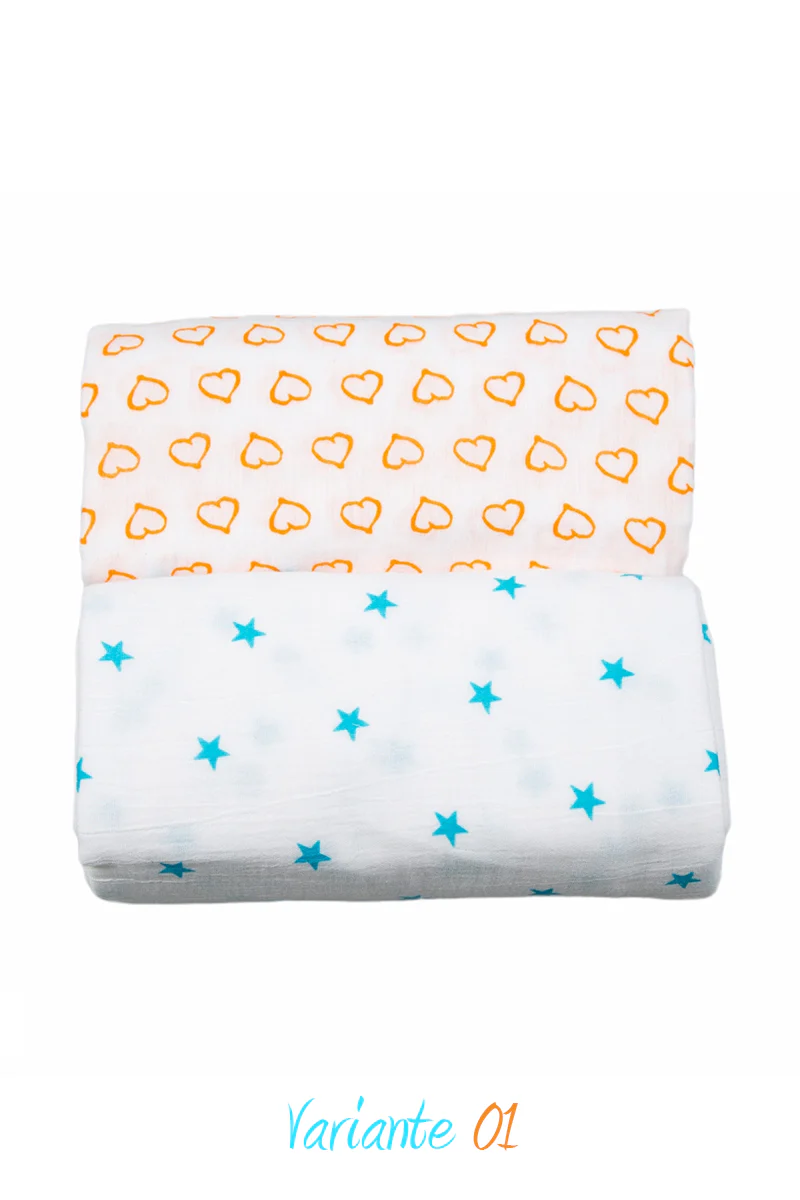 2 Mussole in 100% cotone organico